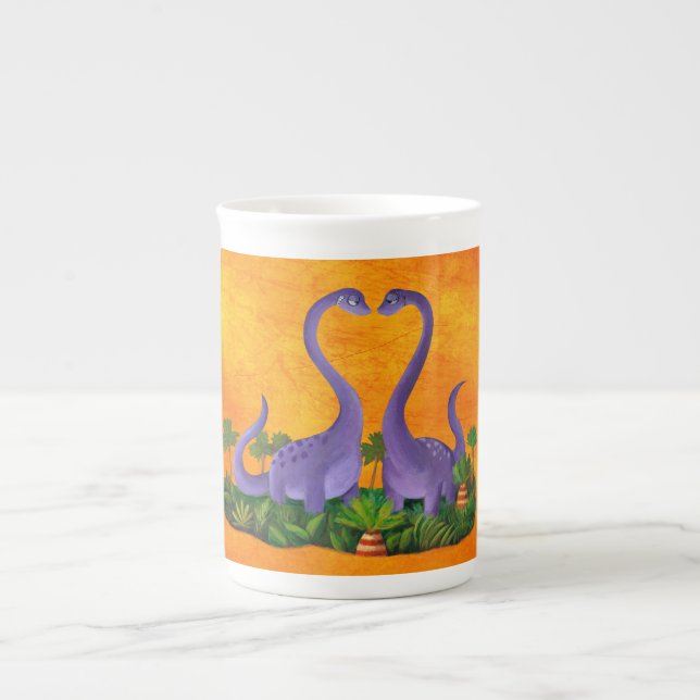 Tasse En Porcelaine Dinosaures mignons et romantiques (Devant)