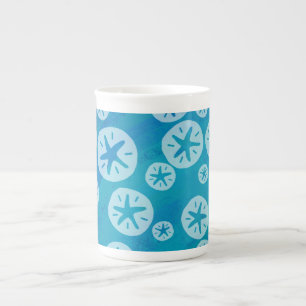 Tasse En Porcelaine Dollar de sable blanc et Motif bleu