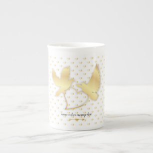 Tasse En Porcelaine Doves d'or au coeur d'or, amour doux