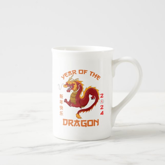 Tasse En Porcelaine Dragon chinois, nouvelle année chinoise 2024 (Droite)