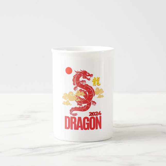 Tasse En Porcelaine Dragon rouge 2024 (Devant)
