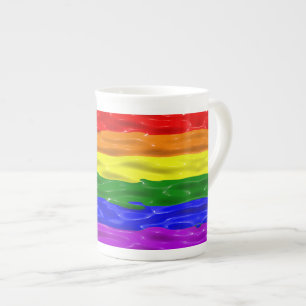 Tasse En Porcelaine Drapeau de fierté de SlipperyJoe's vernis rouge or