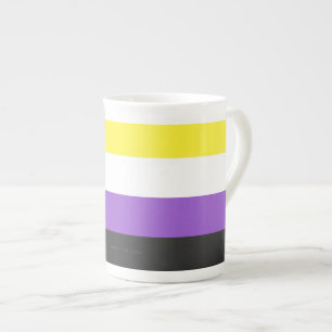 Tasse En Porcelaine Drapeau de fierté non binaire de SlipperyJoe's jau