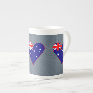 Tasse En Porcelaine Drapeau en forme de cœur funky d'Australie Bordure