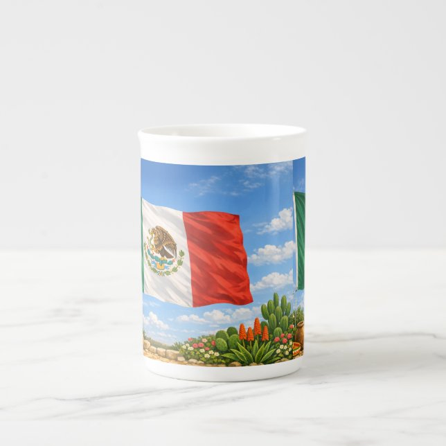 Tasse En Porcelaine Drapeau Mexicain  (Devant)