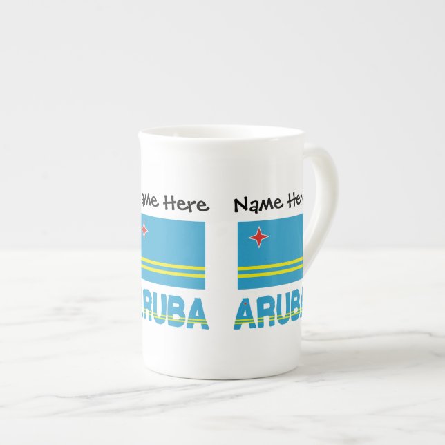Tasse En Porcelaine Drapeau personnalisé Aruba et Aruba (Devant droit)