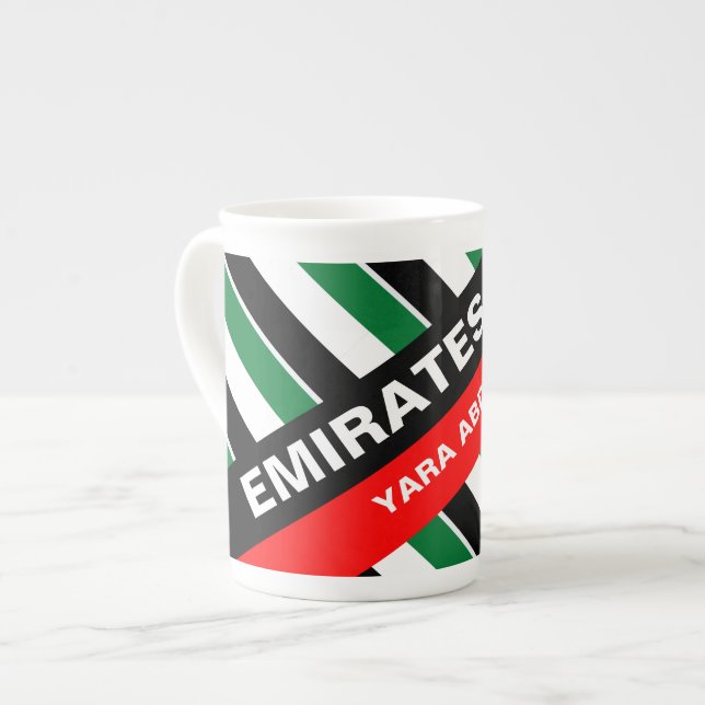 Tasse En Porcelaine Drapeau Personnalisé Patriotique Émirats Arabes Un (Devant gauche)