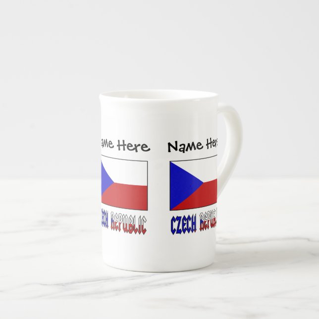 Tasse En Porcelaine Drapeau tchèque et tchèque Personnalisé (Devant droit)