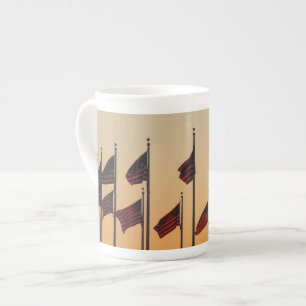 Tasse En Porcelaine Drapeaux au coucher du soleil Patriotique américai
