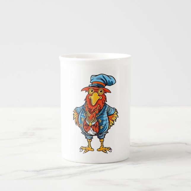 Tasse En Porcelaine Drôle Bossy Cartoon Rooster (Devant)