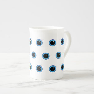 Tasse En Porcelaine Drôle Maigre Yeux Bleus