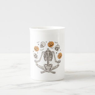 Tasse En Porcelaine Drôle Squelette Halloween mug, cadeau de saison Éf