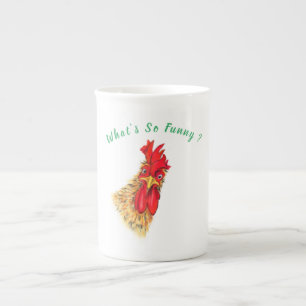 Tasse En Porcelaine Drôle surpris Curieux Rooster - Texte Personnalisé