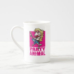 Tasse En Porcelaine Drôle Unicorn Party Animal Glam Rocker Cartoon