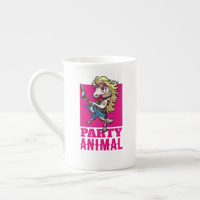 Tasse En Porcelaine Drôle Unicorn Party Animal Glam Rocker Cartoon (Gauche)