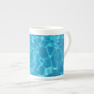 Tasse En Porcelaine Eau de piscine bleu ciel cristalline
