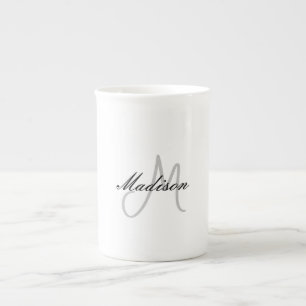 Tasse En Porcelaine Écriture manuscrite moderne monogramme Nom initial