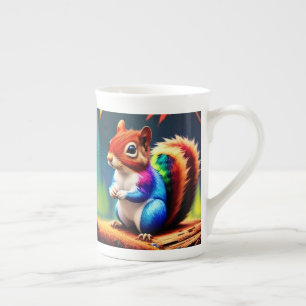 Tasse En Porcelaine Écureuil Assis Coloré Mignon-75463