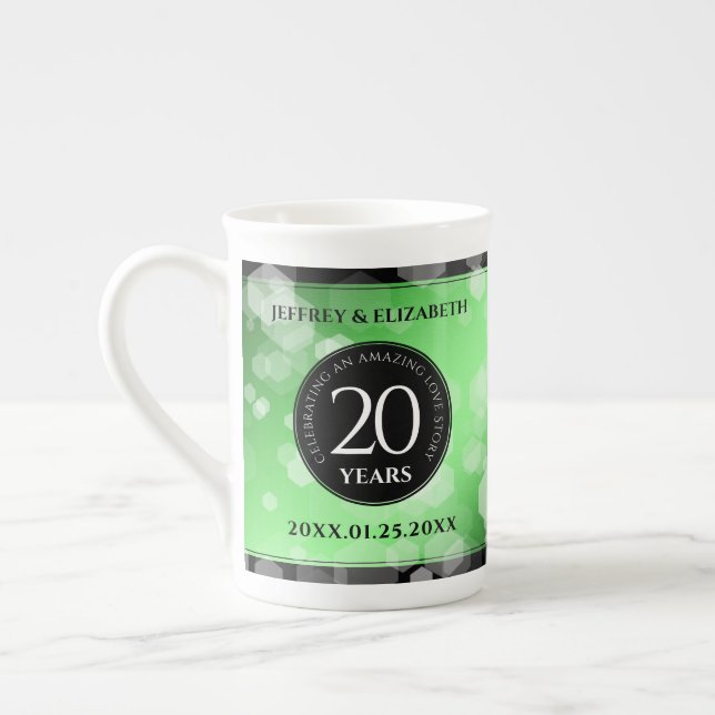 Tasse En Porcelaine Élégant 20e anniversaire de Mariage d'émeraude (Gauche)