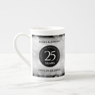 Tasse En Porcelaine Élégant 25e anniversaire de Mariage d'argent