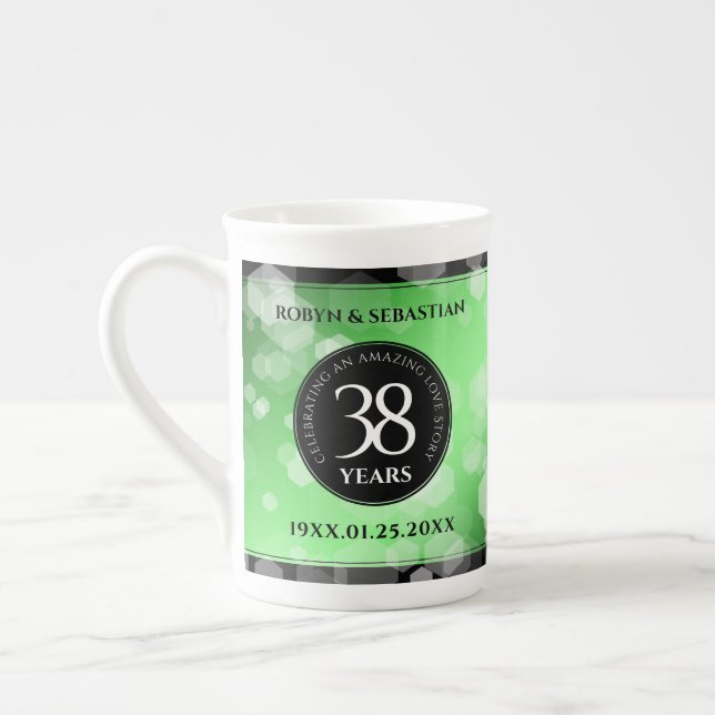 Tasse En Porcelaine Élégant 38e anniversaire du Mariage Emeraude (Gauche)