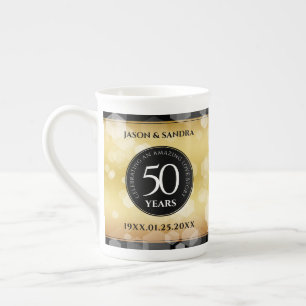 Tasse En Porcelaine Élégant 50e anniversaire de Mariage d'or