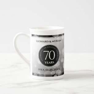 Tasse En Porcelaine Élégant 70e anniversaire de Mariage Platinum