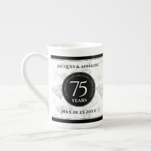 Tasse En Porcelaine Élégant 75e anniversaire de Mariage de diamant