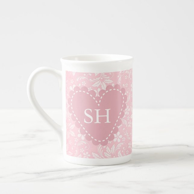 Tasse En Porcelaine Elégant cadre de coeur floral : pour chaque occasi (Gauche)