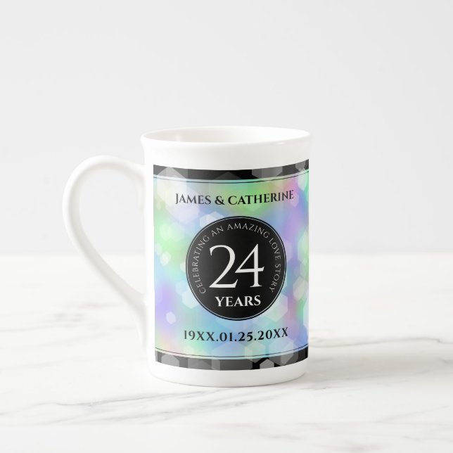 Tasse En Porcelaine Élégante 24e anniversaire du Mariage Opal (Gauche)