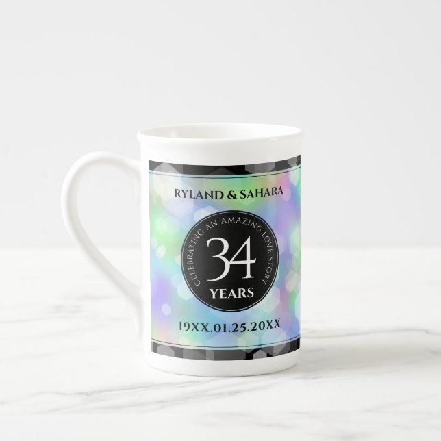 Tasse En Porcelaine Élégante 34e anniversaire du Mariage Opal (Gauche)