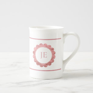 Tasse En Porcelaine Élégante dentelle d'or Rose Monogramme personnal