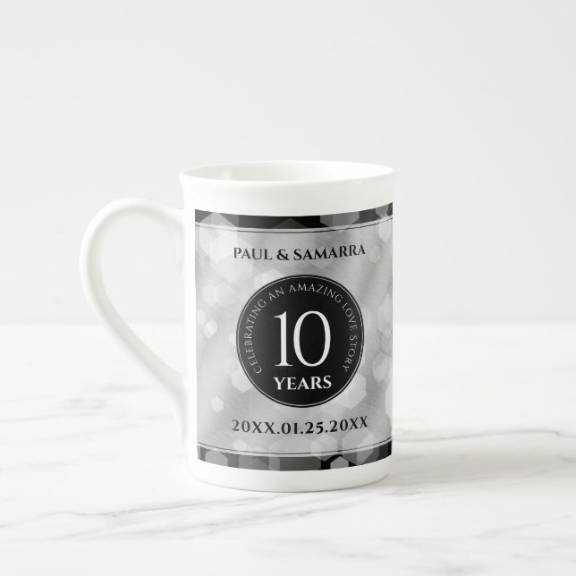 Tasse En Porcelaine Élégante fête du 10e anniversaire du Mariage de Ti (Gauche)