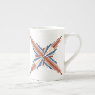 Tasse En Porcelaine Éléments Art déco en or rose, marron & bleu