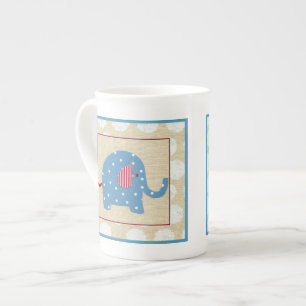 Tasse En Porcelaine Eléphant bleu avec Pois blancs