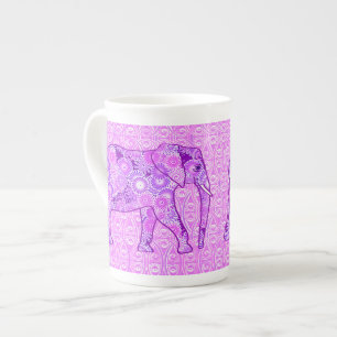 Tasse En Porcelaine Éléphant en spirale fractale - violet et orchidée