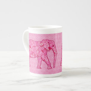 Tasse En Porcelaine Éléphant fleur - rose fuchsia