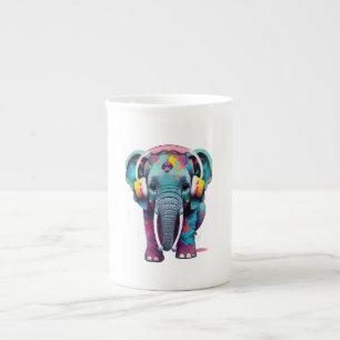 Tasse En Porcelaine Eléphant mignon bébé avec casque