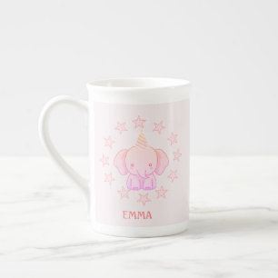 Tasse En Porcelaine Éléphant Rose Personnalisé Mignon 