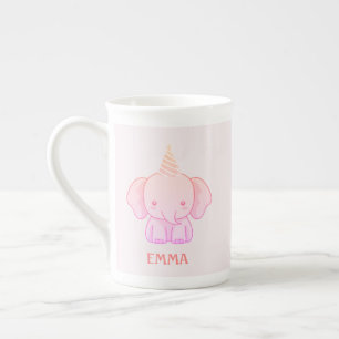 Tasse En Porcelaine Éléphant Rose Personnalisé Mignon 