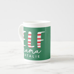 Tasse En Porcelaine Elf maman fête Noël rouge, vert et blanc