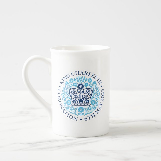 Tasse En Porcelaine Emblème de couronnement du roi Charles III, souven (Gauche)