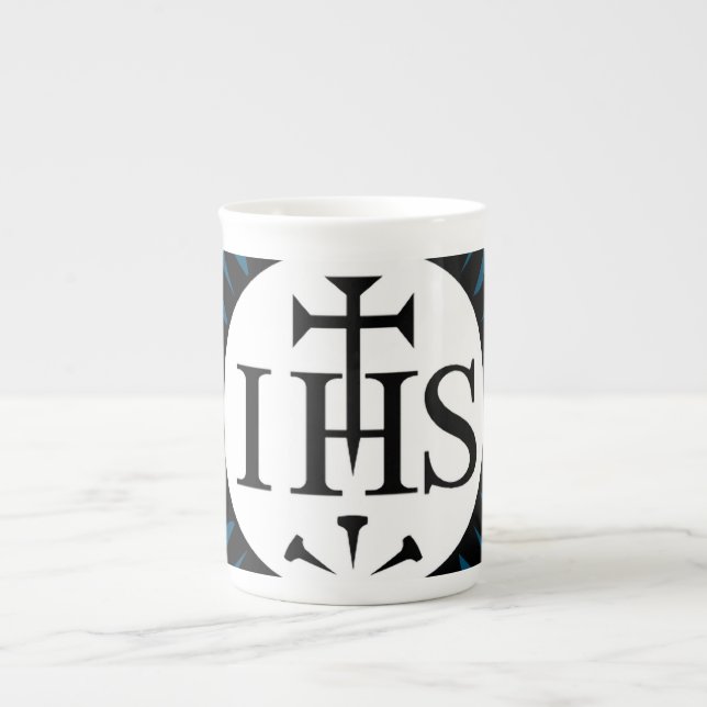 Tasse En Porcelaine Emblème de la Société de Jésus (Devant)
