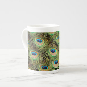 Tasse En Porcelaine Empreinte colorée de plumes de paon