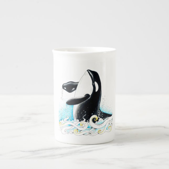 Tasse En Porcelaine Encre de gribouillis d'Orca (Devant)