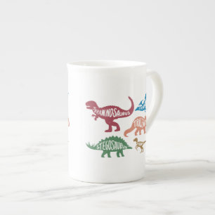 Tasse En Porcelaine Ensemble de silhouettes de différents dinosaures