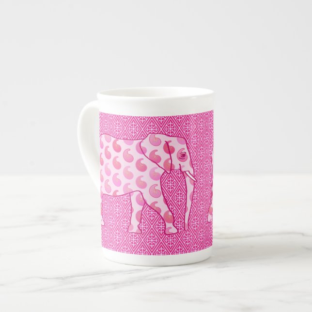 Tasse En Porcelaine Ephène de mer - rose glacé et fuchsia (Devant gauche)