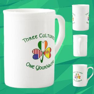 Tasse En Porcelaine Espagne Irlande USA Drapeaux Shamrock Votre nom