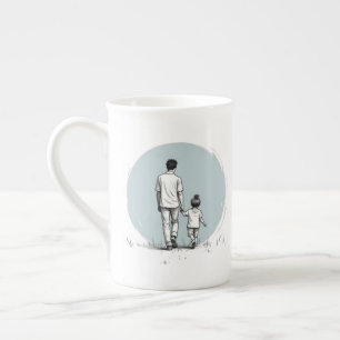 Tasse En Porcelaine EST Année Personnalisée Papa & Fille Minimaliste