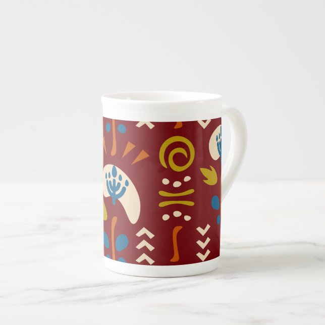 Tasse En Porcelaine Ethnic Folk Floral Pattern (Devant droit)
